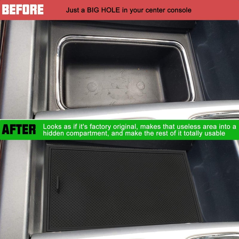 ROCCS Center Console Organizer Secret Compartment Cover Tray for GMC Sierra Accessories 2014-2018 1500 2500HD 3500HD Chevy Silverado 2014 2015 2016 2017 2018 2019 Black - Image 4